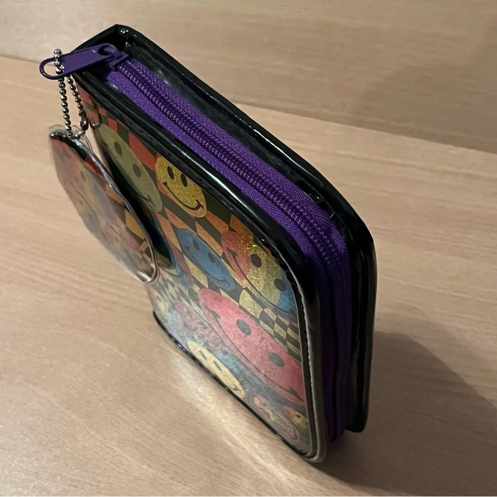 Vintage Y2K Lisa Frank Rainbow Smiley Face Zip Planner Agenda Stickers Pouch Pen